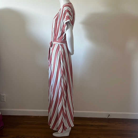 Loft Striped Linen Maxi Dress Size 10 - Picture 4 of 11